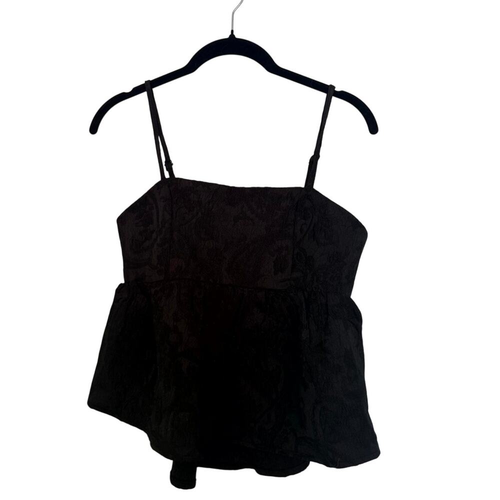 Womens Peplum Cami Top Cropped Fairy Ruffled Empire Floral Textured Size S